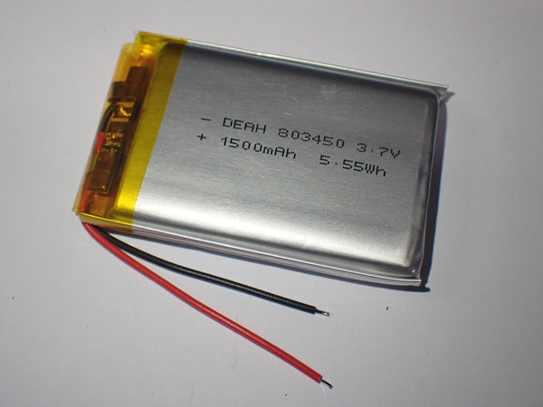 803450 Single cell Lithium Polymer battery 3.7V 1500mAh