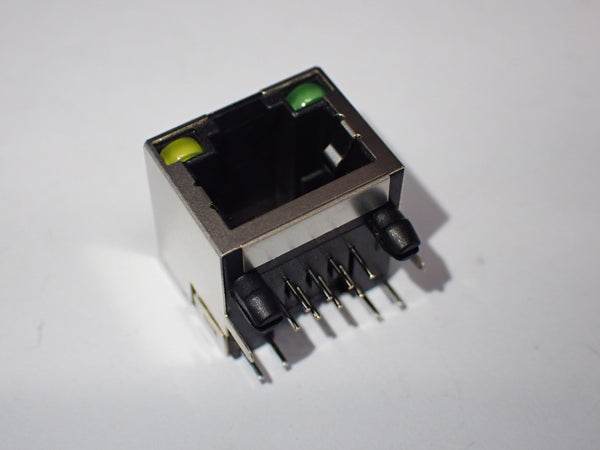 RJ45 Single jack connector PCB mount 90deg With LED