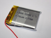 703040 Single cell Lithium Polymer battery 3.7V 750mAh