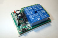 4 channel radio control relay board module with remote and enclosure.