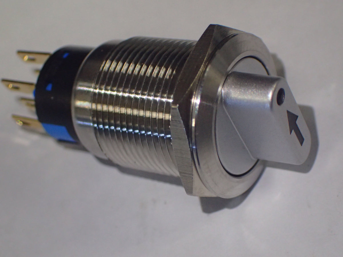 Rotary switch DPDT ON-OFF-ON, with illuminated LED face. 3 position ...